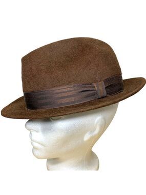 Vintage 60-70 Biltmore LLama Brown Fedora Hat Men 7 1/8 Wool Fur Classic Hipster
